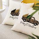 Axyaa Christmas Pickup Trucks Linen Cushion Covers 45x45 for Modern Home Decor