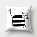 Axyaa Black & White Cat Pattern Cushion Cover for Living Room, Bedroom & Sofa