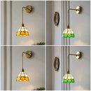 Axyaa Tiffany Glass LED Wall Sconce with Adjustable Wire, Pull Chain Switch - Modern Nordic Style