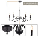 Axyaa 6-Light Wrought Iron Chandelier - Classic Candle Pendant for Kitchen Dining Farmhouse