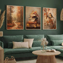 Axyaa Autumn Fantasy Forest Birds Wall Art Prints, Dark Academia Decor Posters