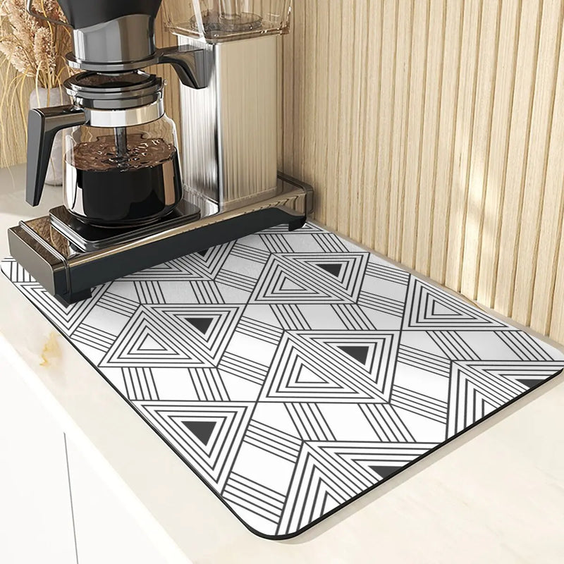 Axyaa Polygon Pattern Cup Mat Set - Absorbent Diatomaceous Earth Coasters