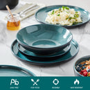 Axyaa Stoneware Dinnerware Set, 18-Piece Reactive Glaze Ceramic Plate Set