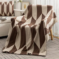 Axyaa Deer Plush Geometric Knitted Jacquard Blanket - Soft & Cozy Office Nap Blanket