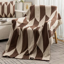 Axyaa Deer Plush Geometric Knitted Jacquard Blanket - Soft & Cozy Office Nap Blanket