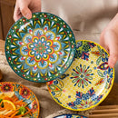 Axyaa 6.3-inch Ceramic Bohemian Style Appetizer Fruit Salad Plates Bone Plates