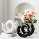 Axyaa Nordic Minimalist Ceramic Vase Black White Matte Glazed Hydroponic Flower Planter