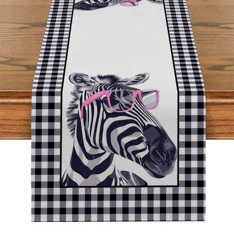 Axyaa Zebra Print Table Runner: Stylish Dining Decor for Indoor & Outdoor Tables