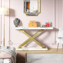 Axyaa 55" Faux Marble Gold Console Table - Modern Narrow Sofa Entryway Couch Table