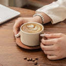 Ceramic Coffee Cup with Saucer 250ml Large Capacity Tea Cup by Axyaa
