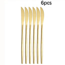 Axyaa 6pcs/30pcs Golden Stainless Steel Cutlery Set