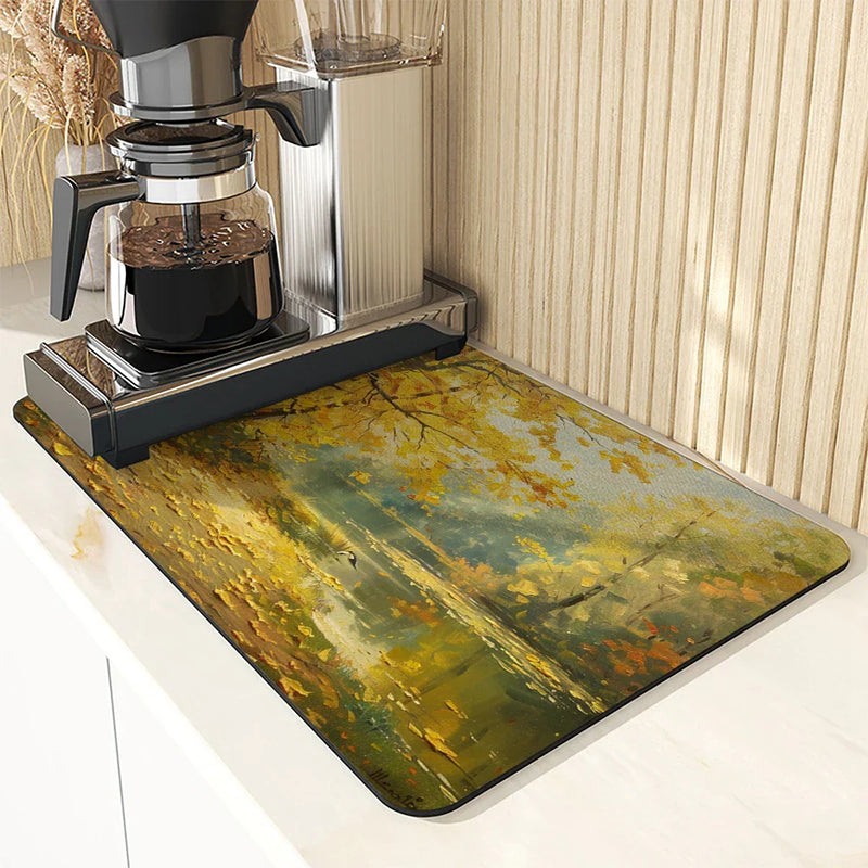 Axyaa Autumn Forest Landscape Absorbent Drying Mat
