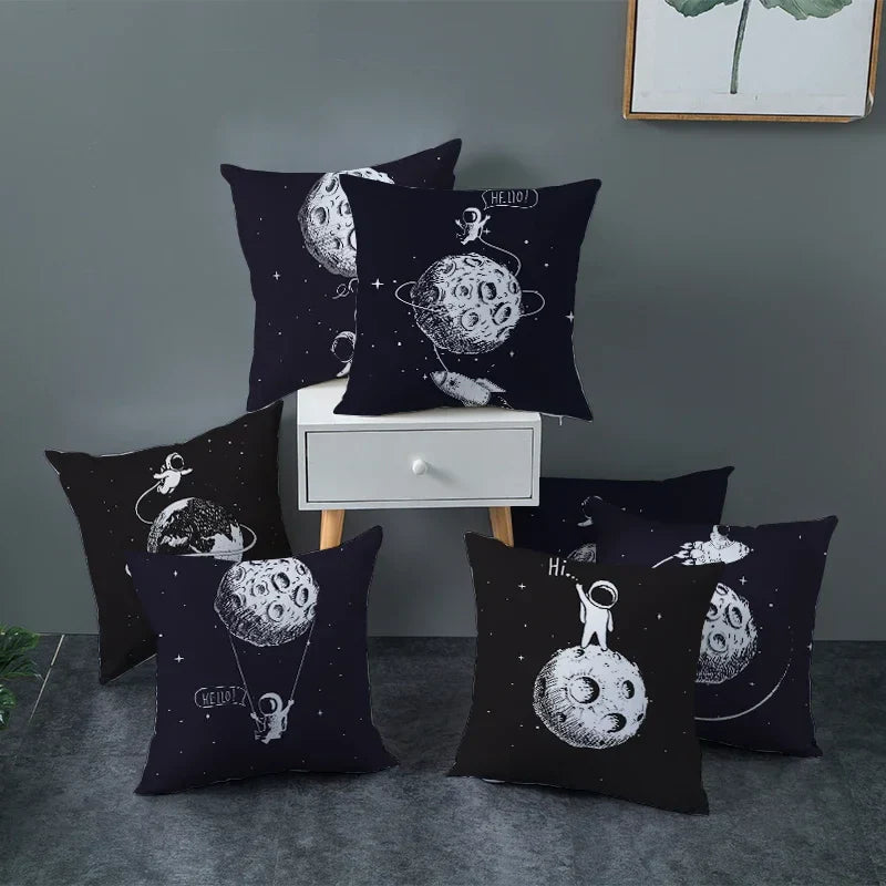 Universe Space Peach Skin Pillowcases by Axyaa - Cartoon Animation Pilot Cushion Cover