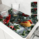 Axyaa Christmas Berry Kitchen Mat - Absorbent & Antiskid Draining Pad