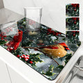 Axyaa Christmas Berry Kitchen Mat - Absorbent & Antiskid Draining Pad
