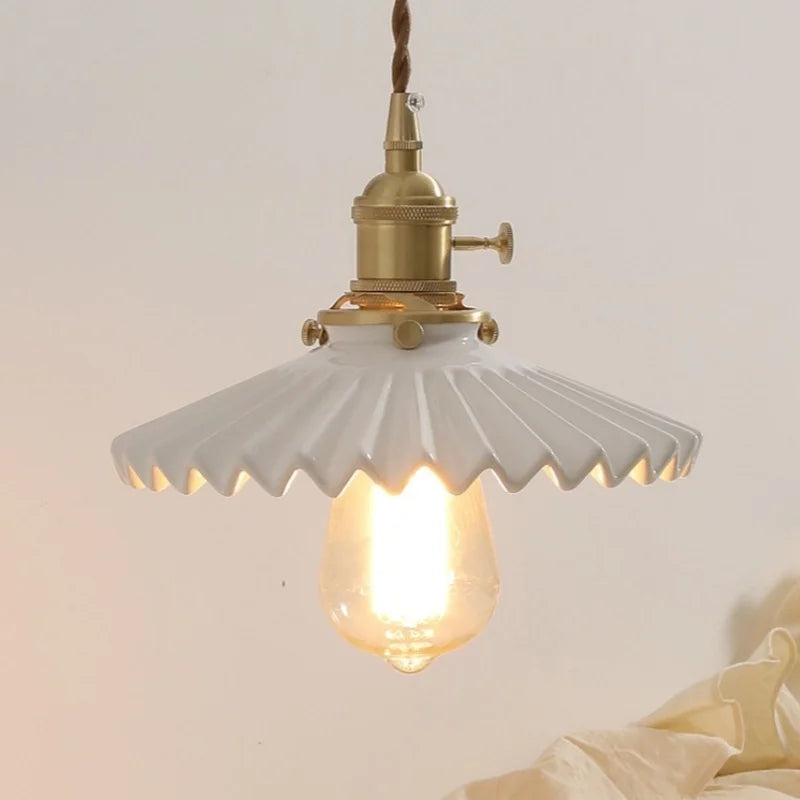 Axyaa Ceramic Walnut Wall Light Fixture Modern Style Bedroom Living Room Lamp