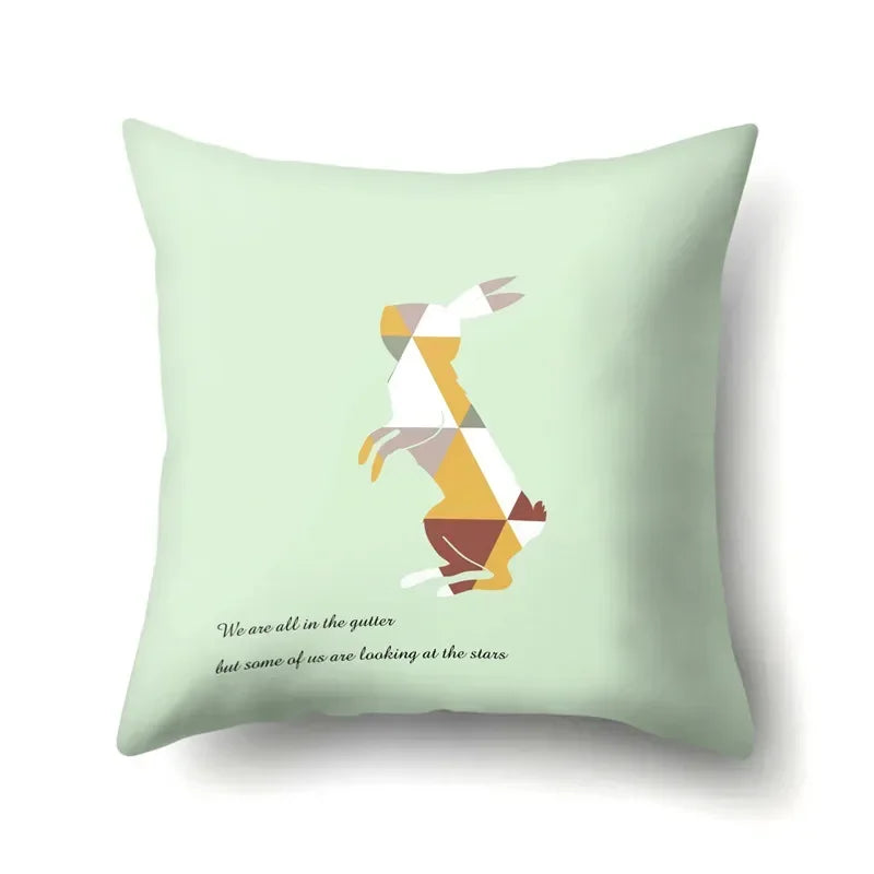Axyaa Woodland Animal Cushion Cover: Bear Deer Pillow Case for Home Decor