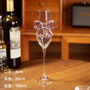 Axyaa Clear Glass Champagne Flute with Pink Bow Knot Design