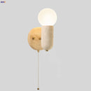 Axyaa Nordic Wood LED Wall Sconce Pull Chain Switch Stair Light