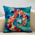 Axyaa Goldfish Linen Cushion Cover 45x45cm for Sofa, Living Room Decoration