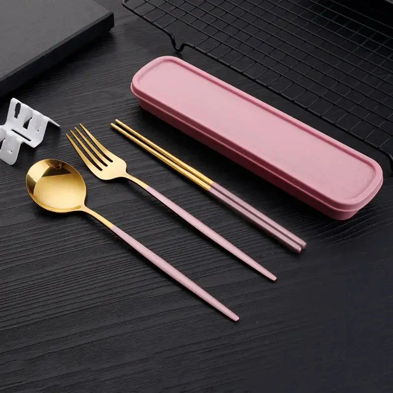 Axyaa Stainless Steel Portable Cutlery Set for Home, Picnics & Students – 3pcs