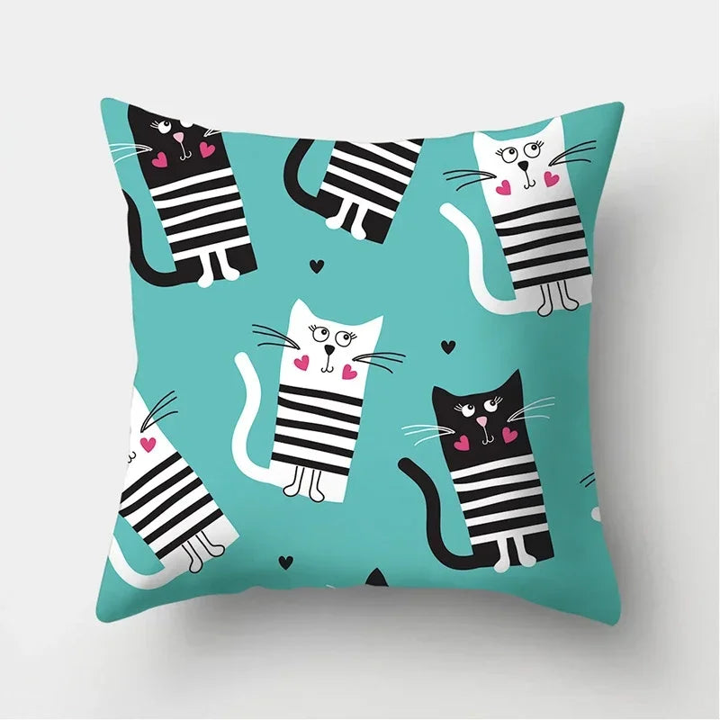 Black Cat Pattern Pillowcase for Sofa Decor Axyaa Brand