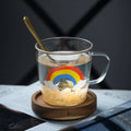 Axyaa Rainbow Glass Coffee Mug 280ml - Heat-resistant Tea Cup with Handle