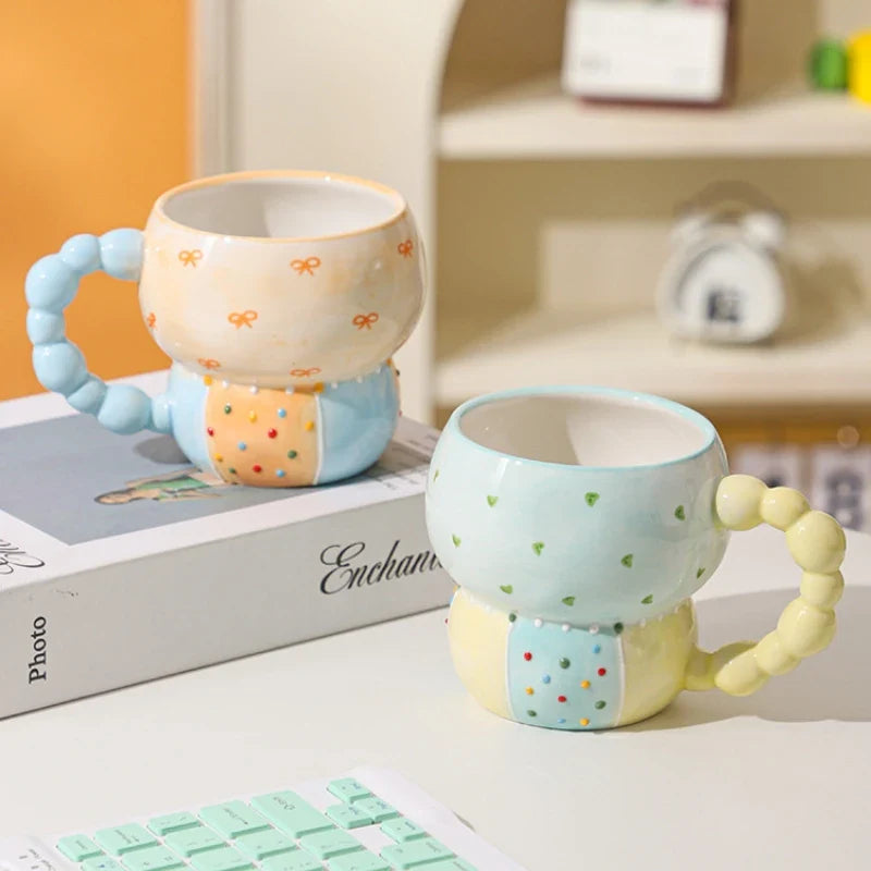 Axyaa Ceramic Sweet Mug, High Color Value Coffee Cup, Breakfast Milk Tea Juice Cup