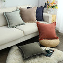 Axyaa Sand-Washed Cotton Lace Throw Cushion Cover with British Style, for Stylish Sofas.