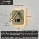 Axyaa Multifunctional LED Wall Sconce with USB Ports & Switch