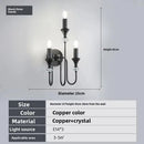 Axyaa Dual Head Crystal Brass Wall Lamp LED E14 Retro Bedroom Aisle Light