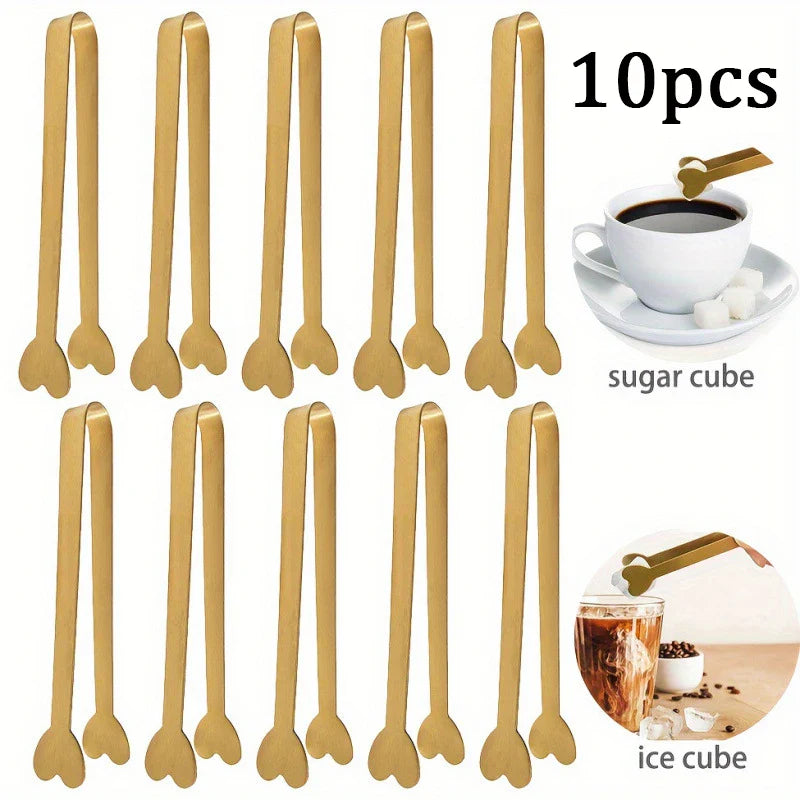 Axyaa Stainless Steel Heart Ice Clip - Coffee Shop & Home Snack Cube Clip