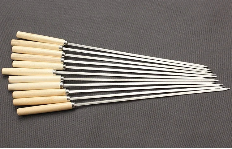 Axya Stainless Steel Barbecue Skewers with Wooden Handle