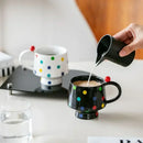 Axyaa Hand-Drawn Round Dot Ceramic Coffee Mug 400ml Korean Style Drinkware