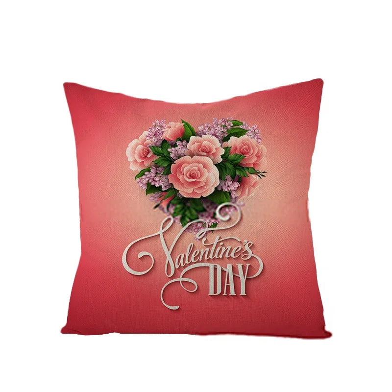 Valentine's Day Love Heart Cushion Cover 45x45cm by Axyaa