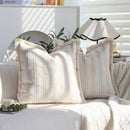 Axyaa Striped Fringed Cushion Cover - Boho Stylish Home Decor 45x45cm
