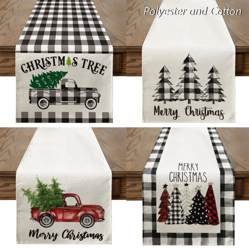 Christmas Tree Printed Table Runner by Axyaa: Festive Home Party Decor