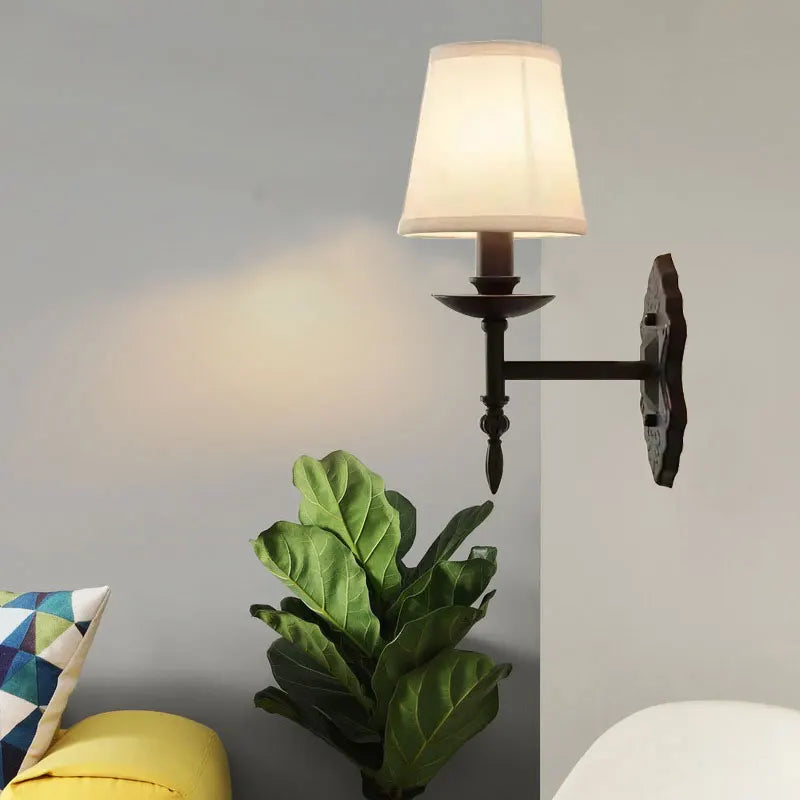 Axyaa Black Iron Wall Lamp for Retro Style Rooms