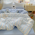 Axyaa French Lace Double Four-Piece Bedding Set with Wrinkled Yarn - 3-Piece Optional