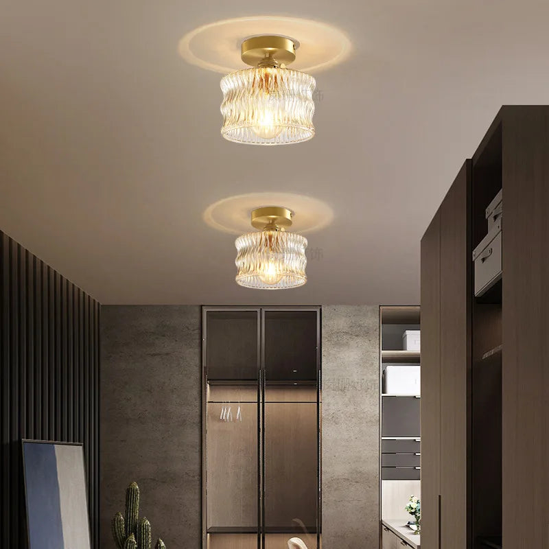 Axyaa Glass Ceiling Lamp for Bedroom, Porch, Entryway, Hallway - Japanese Style Interior Lighting