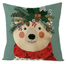 Axyaa Kawaii Flower Linen Pillow Case 45x45 cm Cute Animal Cushion Cover