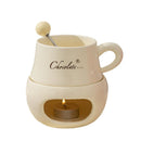 Axyaa Ceramic Cheese Chocolate Melting Mug with Fork, 280ml European Candle Cup