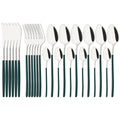 Axyaa 24-Piece Stainless Steel Dinnerware Set White Silver Flatware Tableware Kit