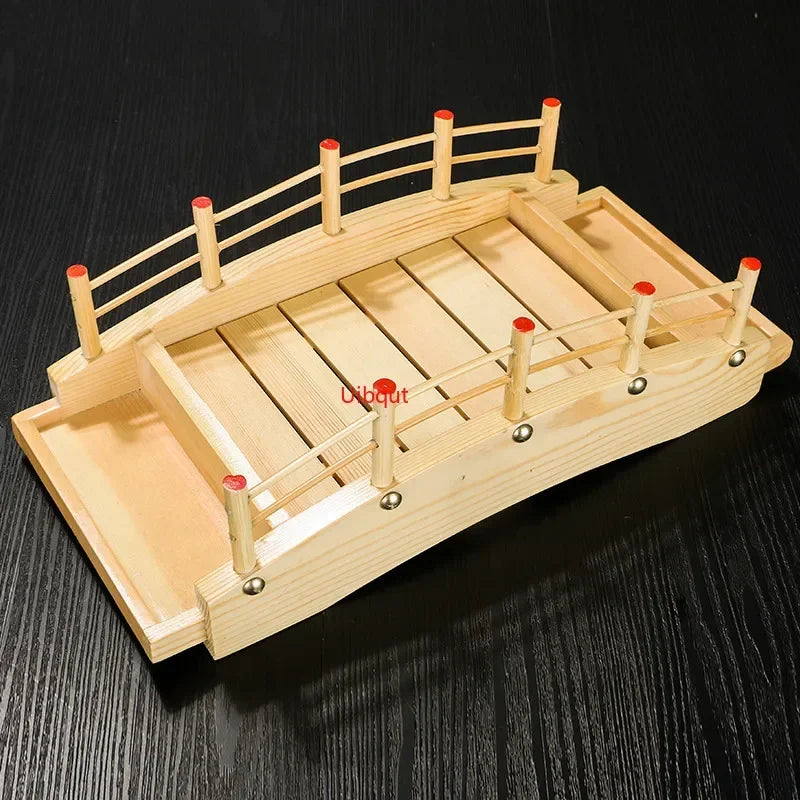Axya Pine Sushi Bridge Boat Plate for Creative Table Setting