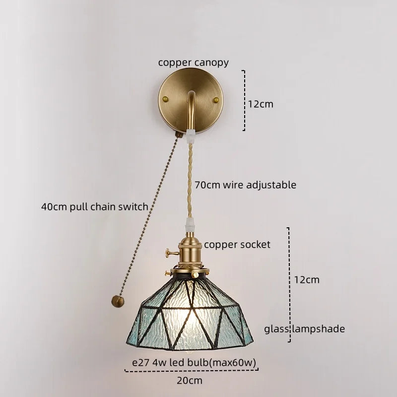 Axyaa Nordic Copper Glass LED Wall Light for Living Room, Bedroom, Bar - Modern Design