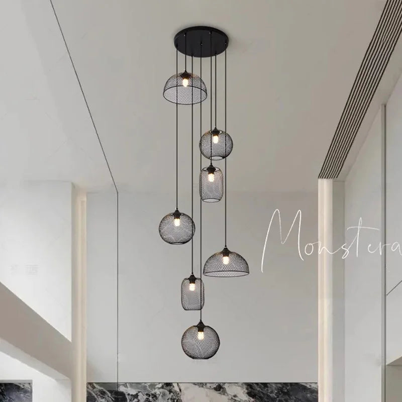 Axyaa Staircase Chandeliers: Modern LED Pendant Light Lamps for Living Room