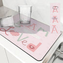 Axyaa Crabbit Lines Desk Drain Pad: Non-slip Heat Resistant Kitchen Mat