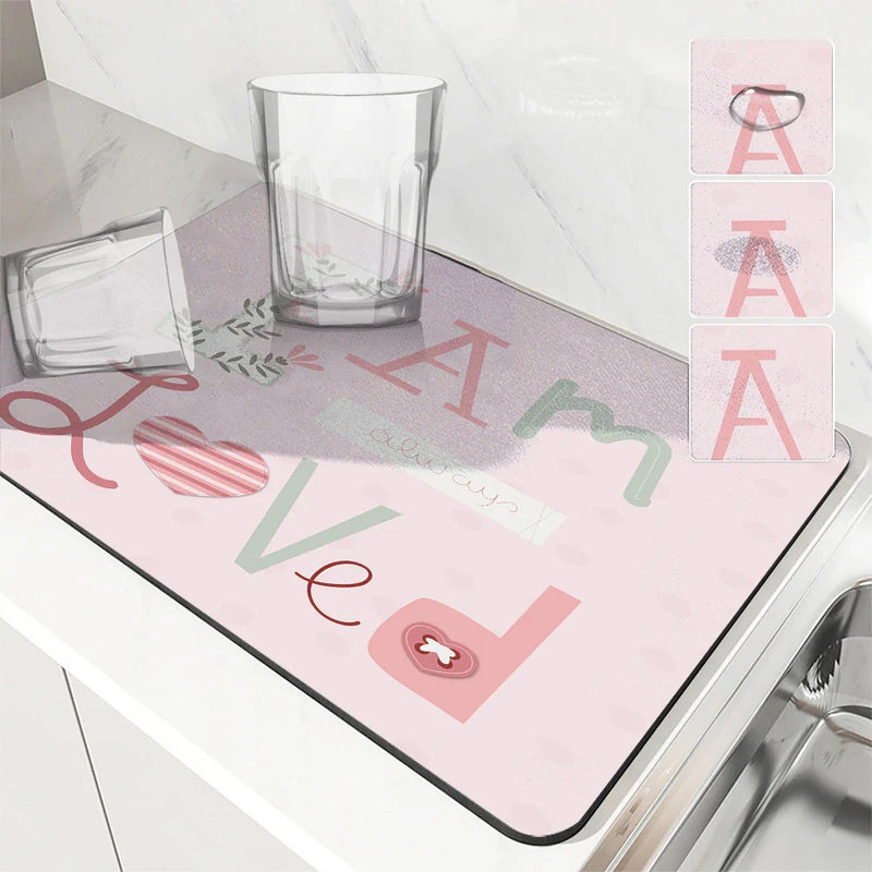 Axyaa Crabbit Lines Desk Drain Pad: Non-slip Heat Resistant Kitchen Mat