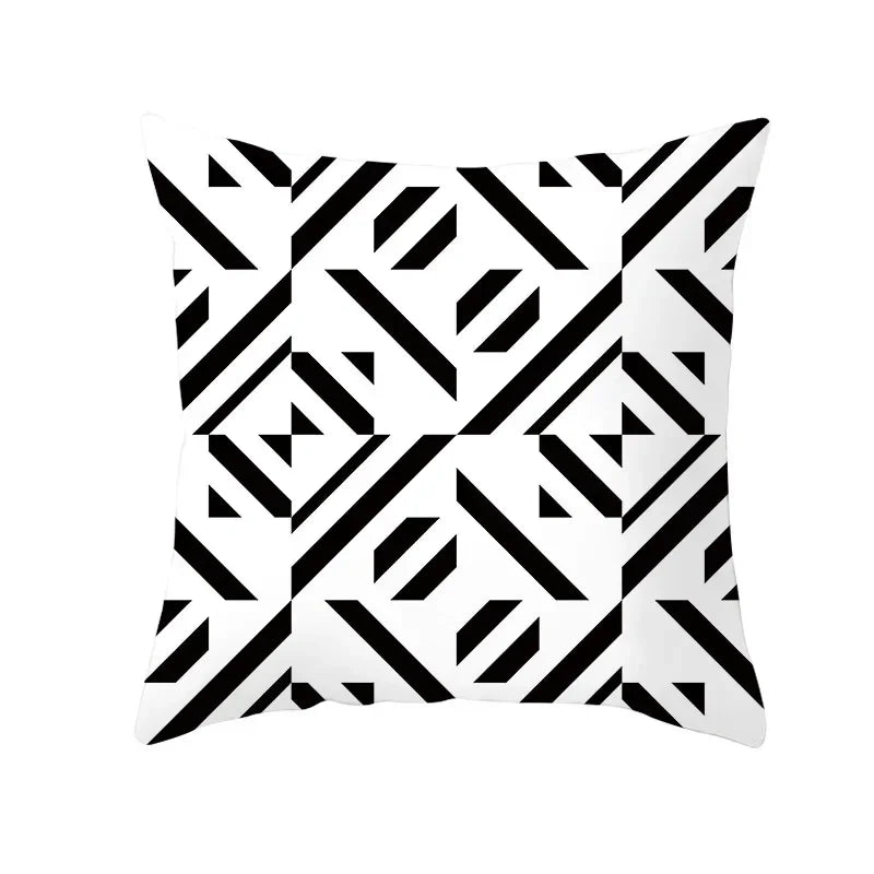 Axyaa Plaid Geometric Wave Stripe Checkerboard Print Throw Pillow Case