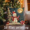 Axyaa Christmas Santa & Snowman Pillow Covers - Festive Cushion Cover for Home Decor